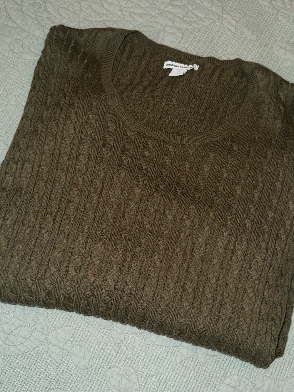 Amazon Essentials Olive Cable-Knit Crewneck Sweater - Women's - Picture 5 of 6